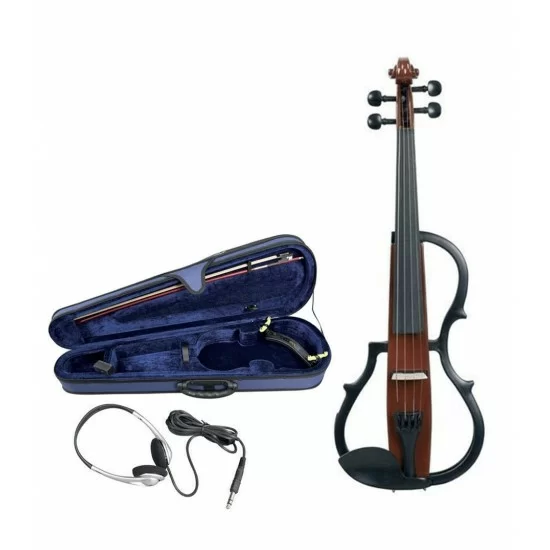 GEWA GS401645 Electric Violin Red Brown Transparent Varnish Including Case Bow Shoulder Rest Rosin m4music